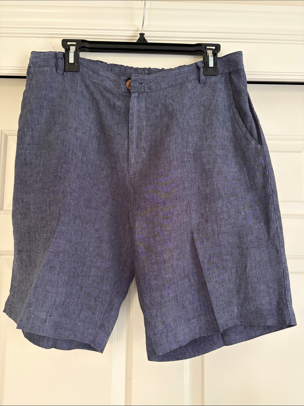 Men's Flat-Front Linen Shorts in Blue